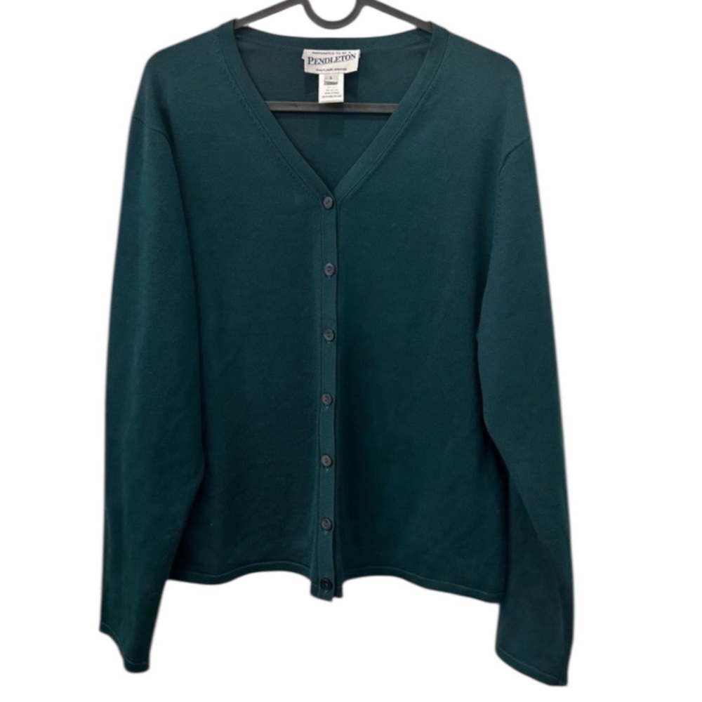 Pendleton Women's Teal Cardigan Sweater Silk Blend L